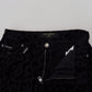 Dolce & Gabbana Black Denim Cotton Stretch Hot Pants Shorts