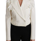 Dolce & Gabbana White Double Breasted Coat Wool Jacket