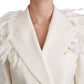 Dolce & Gabbana White Double Breasted Coat Wool Jacket