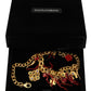 Dolce & Gabbana Gold Brass Crystal Logo Chili Statement Necklace