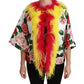 Dolce & Gabbana White Floral Coat Capte Fur Roses Jacket