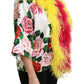 Dolce & Gabbana White Floral Coat Capte Fur Roses Jacket