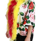 Dolce & Gabbana White Floral Coat Capte Fur Roses Jacket