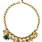 Dolce & Gabbana Gold Brass Crystal Logo Bug Floral Statement Necklace