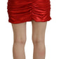 Dolce & Gabbana Metallic Red High Waist Polyester Mini Skirt