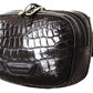 Dolce & Gabbana Black DG Logo Exotic Leather Fanny Pack Pouch Bag