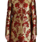 Dolce & Gabbana Red Gold Floral Brocade Cape Coat Jacket
