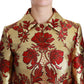 Dolce & Gabbana Red Gold Floral Brocade Cape Coat Jacket