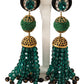 Dolce & Gabbana Green Crystals Gold Tone Drop Clip-on Dangle Earrings