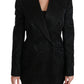 Dolce & Gabbana Black Crown Double Breasted Coat Jacket