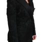 Dolce & Gabbana Black Crown Double Breasted Coat Jacket