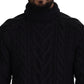 Dolce & Gabbana Black Wool Knit Turtleneck Pullover Sweater