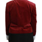 Dolce & Gabbana Red Velvet Baroque Crystal Blazer Jacket