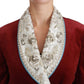 Dolce & Gabbana Red Velvet Baroque Crystal Blazer Jacket
