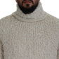 Dolce & Gabbana Cream Wool Knit Turtleneck Pullover Sweater
