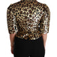 Dolce & Gabbana Blazer Gold Leopard Sequined Jacket
