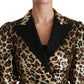 Dolce & Gabbana Blazer Gold Leopard Sequined Jacket