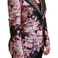 Dolce & Gabbana Black Pink Jacquard Slim Fit Blazer