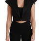 Dolce & Gabbana Black Sleeveless Cropped Blazer Wool Jacket