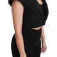Dolce & Gabbana Black Sleeveless Cropped Blazer Wool Jacket