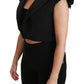 Dolce & Gabbana Black Sleeveless Cropped Blazer Wool Jacket