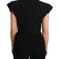 Dolce & Gabbana Black Sleeveless Cropped Blazer Wool Jacket
