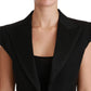 Dolce & Gabbana Black Sleeveless Cropped Blazer Wool Jacket
