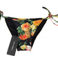 Dolce & Gabbana Black Floral Print Beachwear Swimwear Bikini Bottom