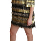 Dolce & Gabbana Polyester Black Gold Leopard Shift Mini Dress