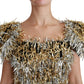 Dolce & Gabbana Silver Gold Sheath Mini Shift Gown Dress