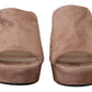 Prada Dark Rose Suede Camoscio Sandals Block Heels Shoes