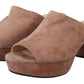 Prada Dark Rose Suede Camoscio Sandals Block Heels Shoes