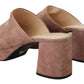 Prada Dark Rose Suede Camoscio Sandals Block Heels Shoes