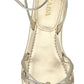 Prada Metallic Silver Leather Sandals Ankle Strap Flats Shoes