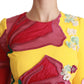 Dolce & Gabbana Yellow Floral Crystal Bodycon Sheath Dress
