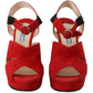 Prada Red Suede Leather Sandals Ankle Strap Heels Shoes