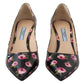 Prada Black Leather Floral Heels Stilettos Pumps