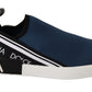 Dolce & Gabbana Blue Stretch Flats Logo Loafers Sneakers Shoes