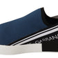 Dolce & Gabbana Blue Stretch Flats Logo Loafers Sneakers Shoes