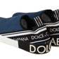 Dolce & Gabbana Blue Stretch Flats Logo Loafers Sneakers Shoes