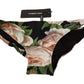 Dolce & Gabbana Black Roses Print Swimsuit Bikini Bottom Swimwear