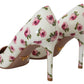 Prada White Leather Floral Heels Stilettos Pumps