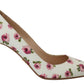 Prada White Leather Floral Heels Stilettos Pumps