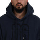 Dolce & Gabbana Dark Blue Cotton Hooded Sweatshirt Sweater