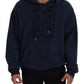 Dolce & Gabbana Dark Blue Cotton Hooded Sweatshirt Sweater