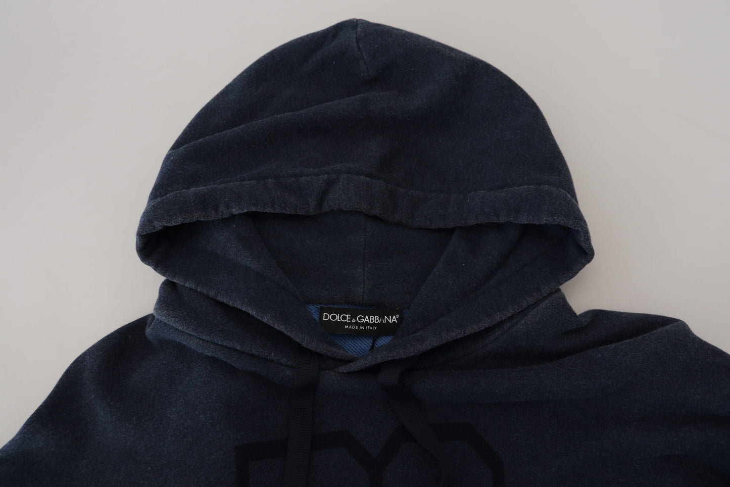 Dolce & Gabbana Dark Blue Cotton Hooded Sweatshirt Sweater