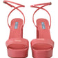 Prada Pink Patent Sandals Ankle Strap Heels Sandal