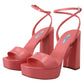 Prada Pink Patent Sandals Ankle Strap Heels Sandal