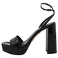 Black Patent Sandals Ankle Strap Heels Leather