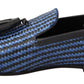 Dolce & Gabbana Blue Woven Leather Tassel Loafers Shoes